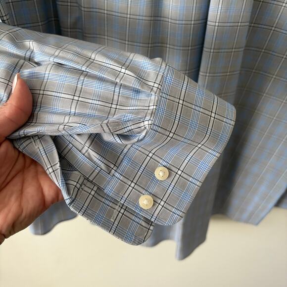 KIRKLAND Signature Men's Blue Plaid Button Down Dress Shirt Size XXL - Picture 3 of 4